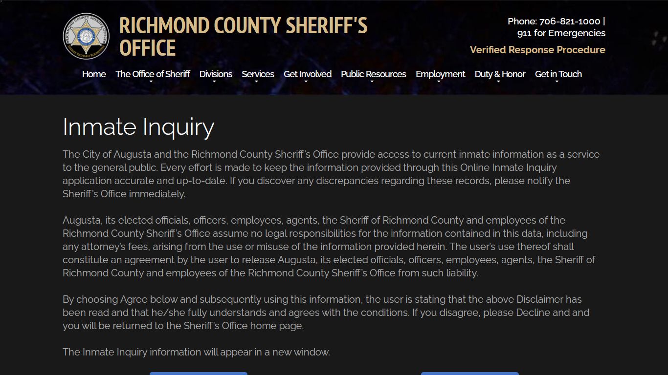Inmate Inquiry - Augusta Ga - Richmond County Sheriff's Office